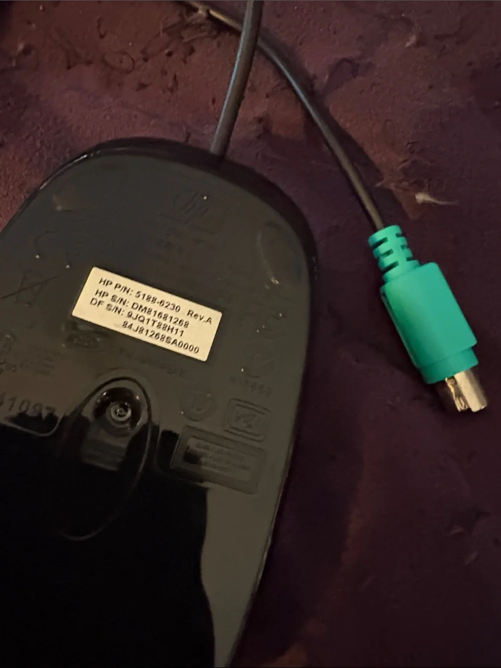 HP Black Wired PS/2 Optical Mouse with Scroll Wheel